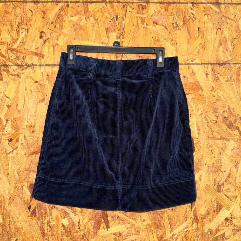 Free Assembly Corduroy A-Line Mini Skirt Pockets Dark Navy Blue Button Fly sz 6 - Picture 2 of 5